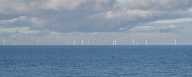 Offshore wind turbines in the sea